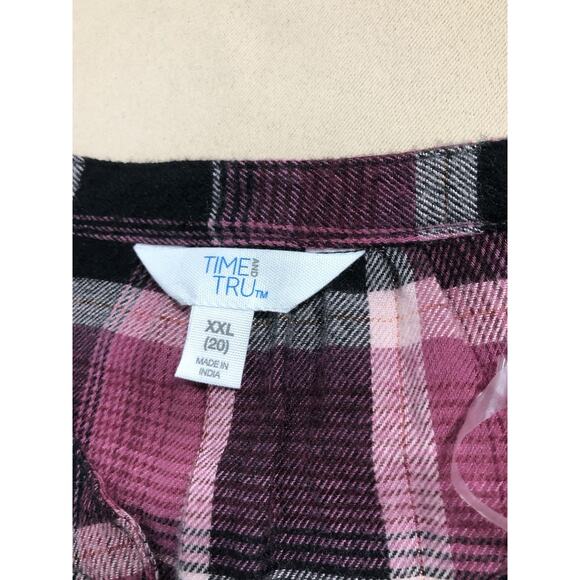 Time & True Women Flounce Tiers Dress XXL Boho Vacation Henley Neck Long Sleeve - Picture 11 of 13